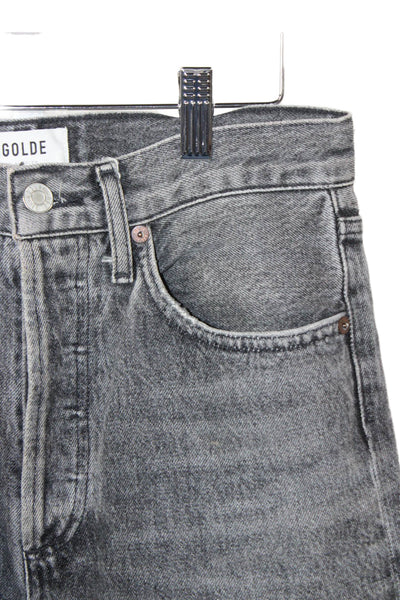 Agolde Women Dark Gray Mom Straight High Rise Jeans Size 24