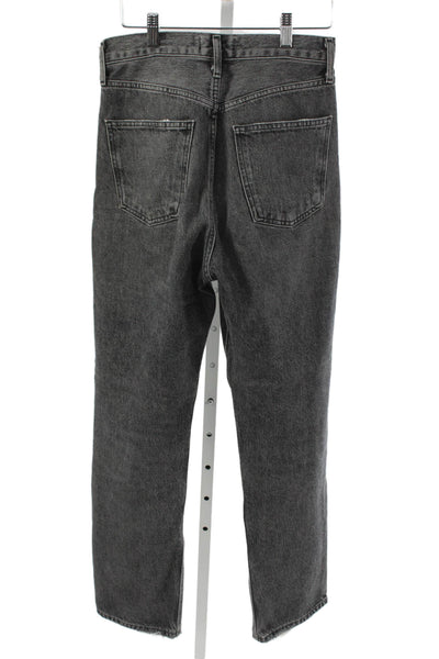 Agolde Women Dark Gray Mom Straight High Rise Jeans Size 24