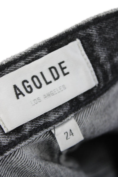 Agolde Women Dark Gray Mom Straight High Rise Jeans Size 24