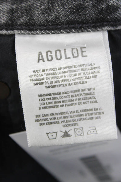 Agolde Women Dark Gray Mom Straight High Rise Jeans Size 24