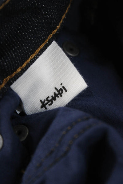 Ksubi Unisex Wide-Leg Dark Blue Jeans High Rise 100% Cotton Button Size 25