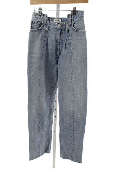 Agolde Womens Ankle Cropped Jeans Light Blue High Rise Button Size 24