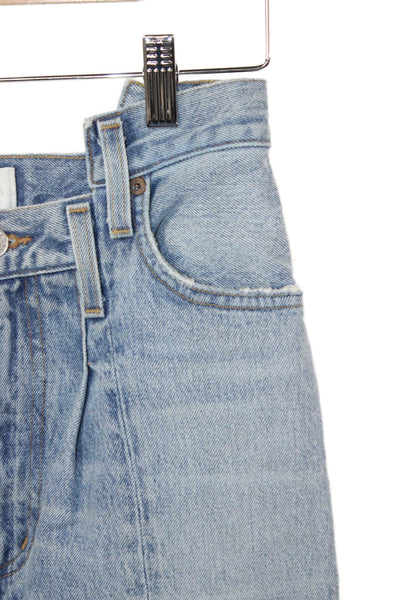 Agolde Womens Ankle Cropped Jeans Light Blue High Rise Button Size 24