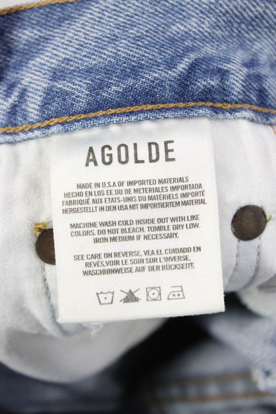 Agolde Womens Ankle Cropped Jeans Light Blue High Rise Button Size 24