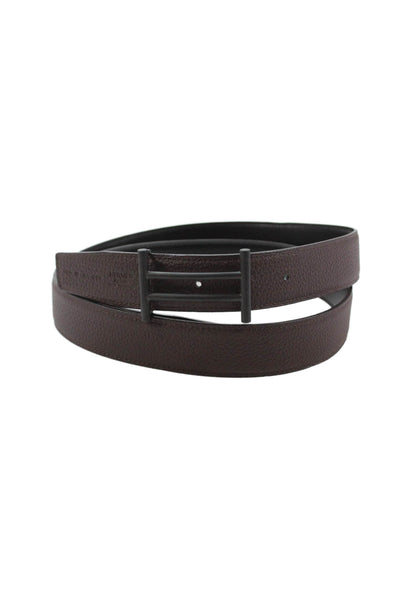 Hermes Mens Pebbled Leather Belt Brown Size Medium