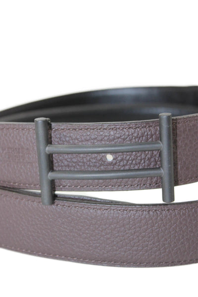 Hermes Mens Pebbled Leather Belt Brown Size Medium