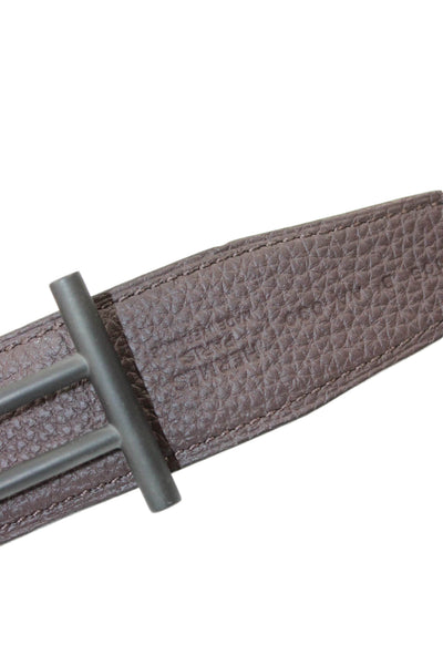 Hermes Mens Pebbled Leather Belt Brown Size Medium