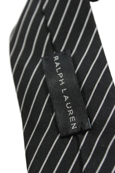 Ralph Lauren Black Label Mens Silk Striped Classic Necktie Black