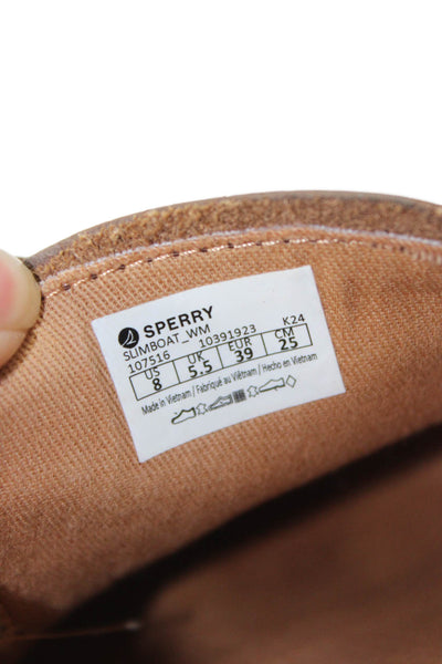 Sperry Women's Leather Round Toe Lace Up Boat Shoes Brown Size 8