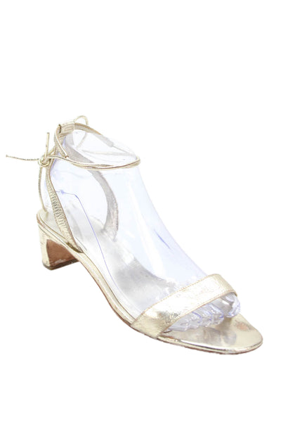 Loeffler Randall Women's Open Toe Ankle Wrap Metallic Sandals Gold Size 7.5