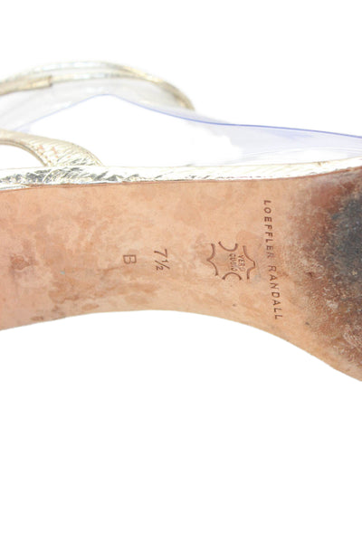 Loeffler Randall Women's Open Toe Ankle Wrap Metallic Sandals Gold Size 7.5