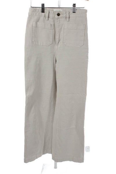Rollas Women High Waist Jeans Beige 90s Button Cotton Pants Juniors Size 27