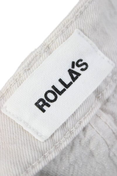 Rollas Women High Waist Jeans Beige 90s Button Cotton Pants Juniors Size 27