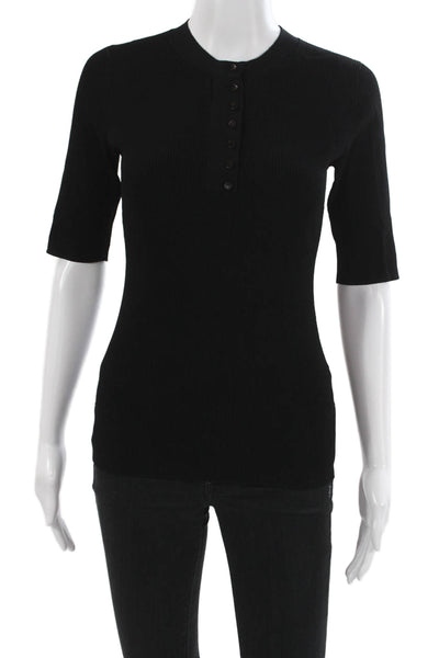 Theory Womens Basic Cotton Crew Neck Short Sleeve Top Black Size S