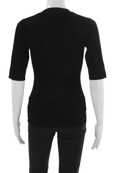 Theory Womens Basic Cotton Crew Neck Short Sleeve Top Black Size S