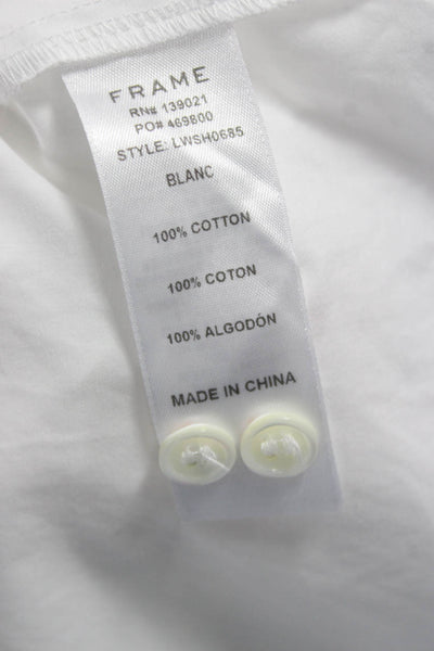 Frame Womens Basic Sleeveless Button Up Mock Neck Cotton Top White Size XS