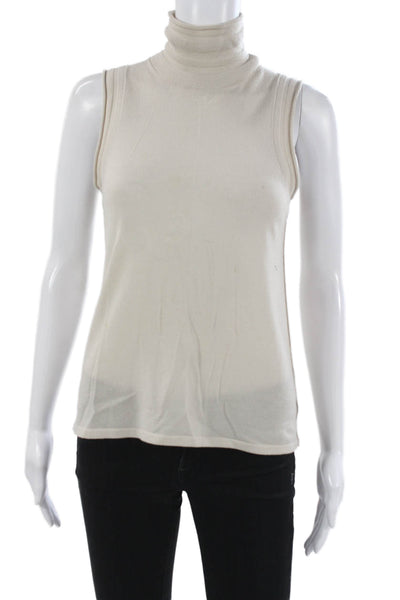 Theory Womens Merino Wool Sleeveless Turtleneck Tank Beige Size PP