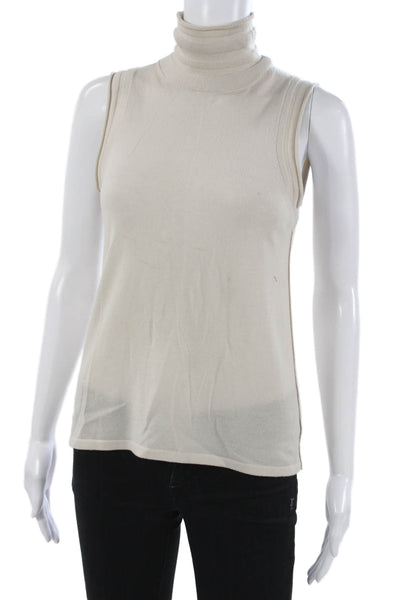 Theory Womens Merino Wool Sleeveless Turtleneck Tank Beige Size PP