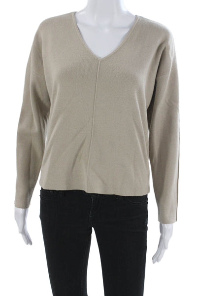 Rails Unisex Pullover Sweater V-Neck Long Sleeve Beige Size XS