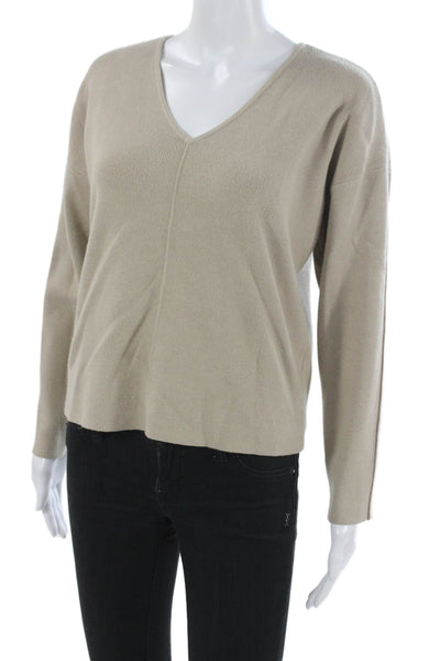 Rails Unisex Pullover Sweater V-Neck Long Sleeve Beige Size XS