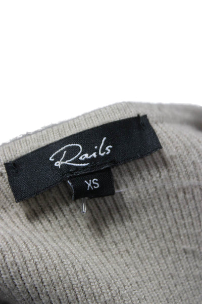 Rails Unisex Pullover Sweater V-Neck Long Sleeve Beige Size XS