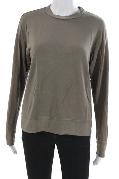 Stateside Womens Pullover Sweatshirt Brown Army Crewneck Long Sleeve Size XS