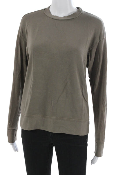 Stateside Womens Pullover Sweatshirt Brown Army Crewneck Long Sleeve Size XS