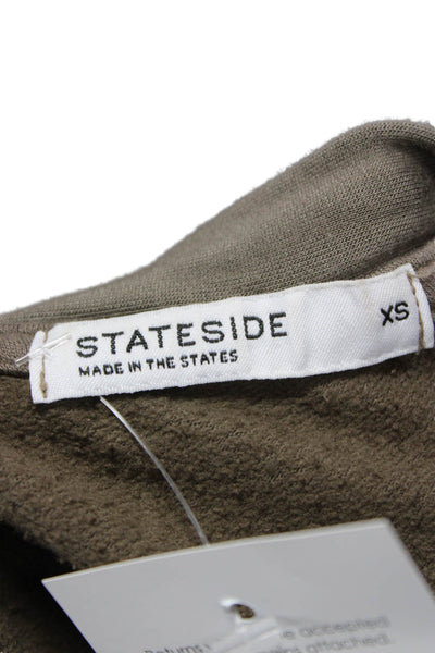 Stateside Womens Pullover Sweatshirt Brown Army Crewneck Long Sleeve Size XS