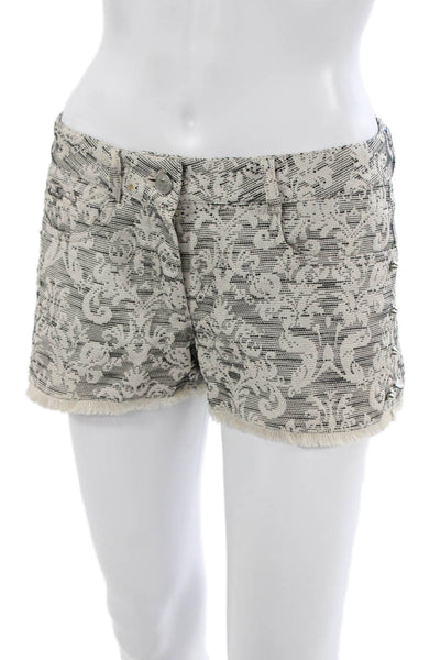 The Kooples Unisex Floral Beige Designer Polyester Shorts Size 36