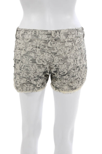 The Kooples Unisex Floral Beige Designer Polyester Shorts Size 36