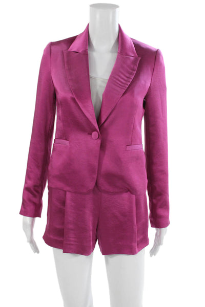 Drew Unisex Pink Collared Button 2 Piece Blazer Suit Pants Long Sleeve Size XS
