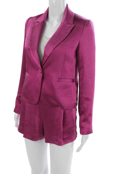 Drew Unisex Pink Collared Button 2 Piece Blazer Suit Pants Long Sleeve Size XS