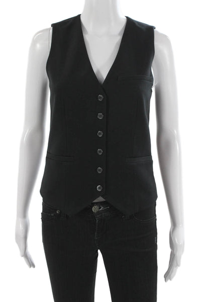 Staud Women V-Neck Black Sleeveless Vest Classic Fall Size XS