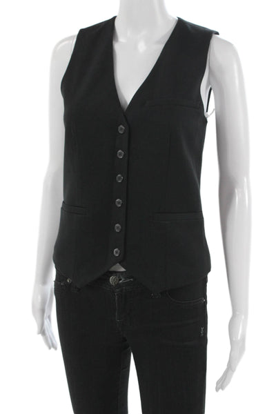 Staud Women V-Neck Black Sleeveless Vest Classic Fall Size XS