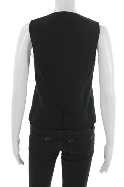Staud Women V-Neck Black Sleeveless Vest Classic Fall Size XS