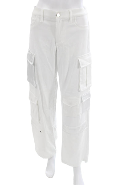 Alice + Olivia Unisex Cargo Pants White Army 50% Lyocell Size 2