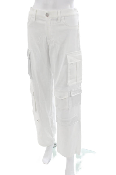 Alice + Olivia Unisex Cargo Pants White Army 50% Lyocell Size 2
