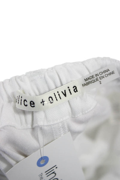 Alice + Olivia Unisex Cargo Pants White Army 50% Lyocell Size 2