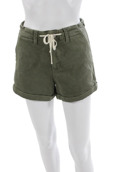 Paige Unisex Chino Shorts Green Button Closure Size 25