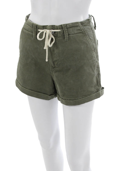 Paige Unisex Chino Shorts Green Button Closure Size 25