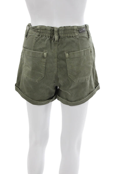 Paige Unisex Chino Shorts Green Button Closure Size 25