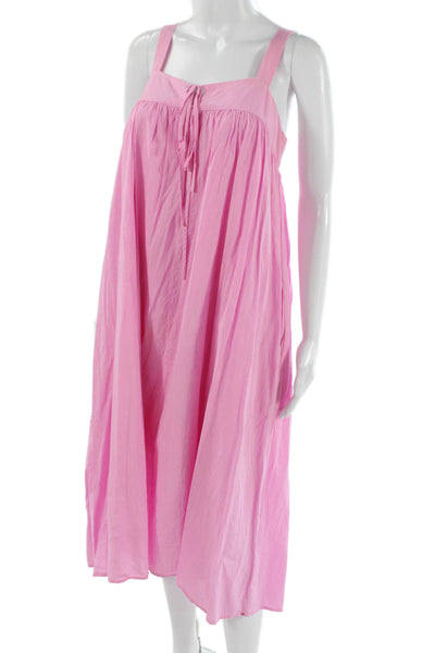 Xirena Womens Sundress Pink Square Neck Cotton Mid Calf Size XS
