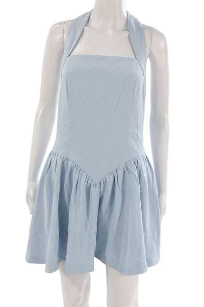 Vici Women Fit & Flare Mini Dress Light Blue Square Neck Sleeveless Size M