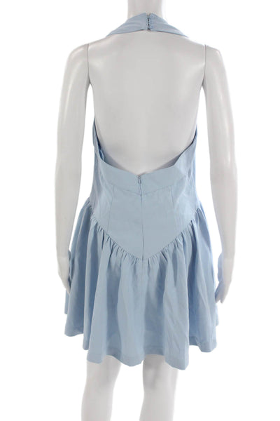Vici Women Fit & Flare Mini Dress Light Blue Square Neck Sleeveless Size M