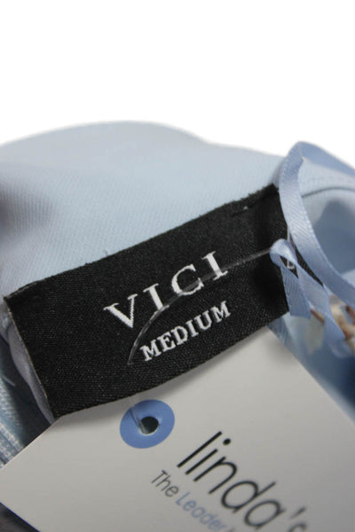 Vici Women Fit & Flare Mini Dress Light Blue Square Neck Sleeveless Size M