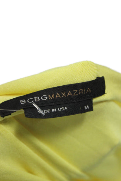 BCBGMAXAZRIA Womens Wrap Maxi Dress Yellow VNeck Sleeveless Spandex Size M