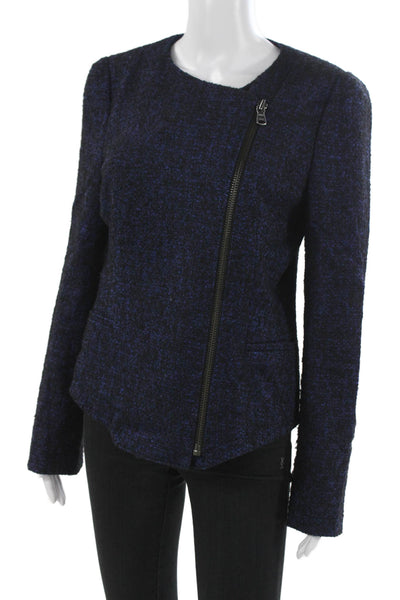 Hugo Hugo Boss Womens Dark Blue Biker Jacket Zip Long Sleeve Size 38