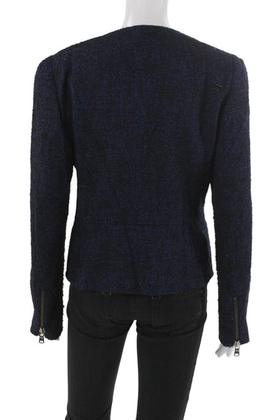 Hugo Hugo Boss Womens Dark Blue Biker Jacket Zip Long Sleeve Size 38