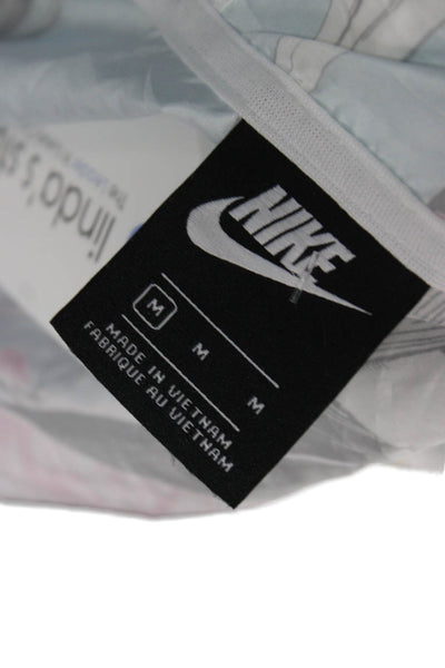 Nike Women Windbreaker Floral White High Neck Drawstring Long Sleeve Size M