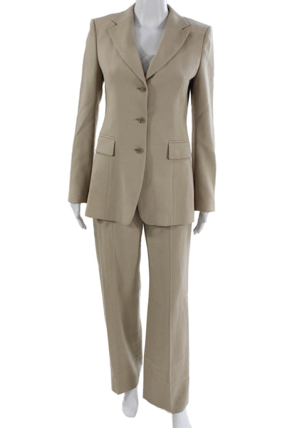 J Crew Women's Long Sleeves Two Piece Pants Suit Beige Size 4